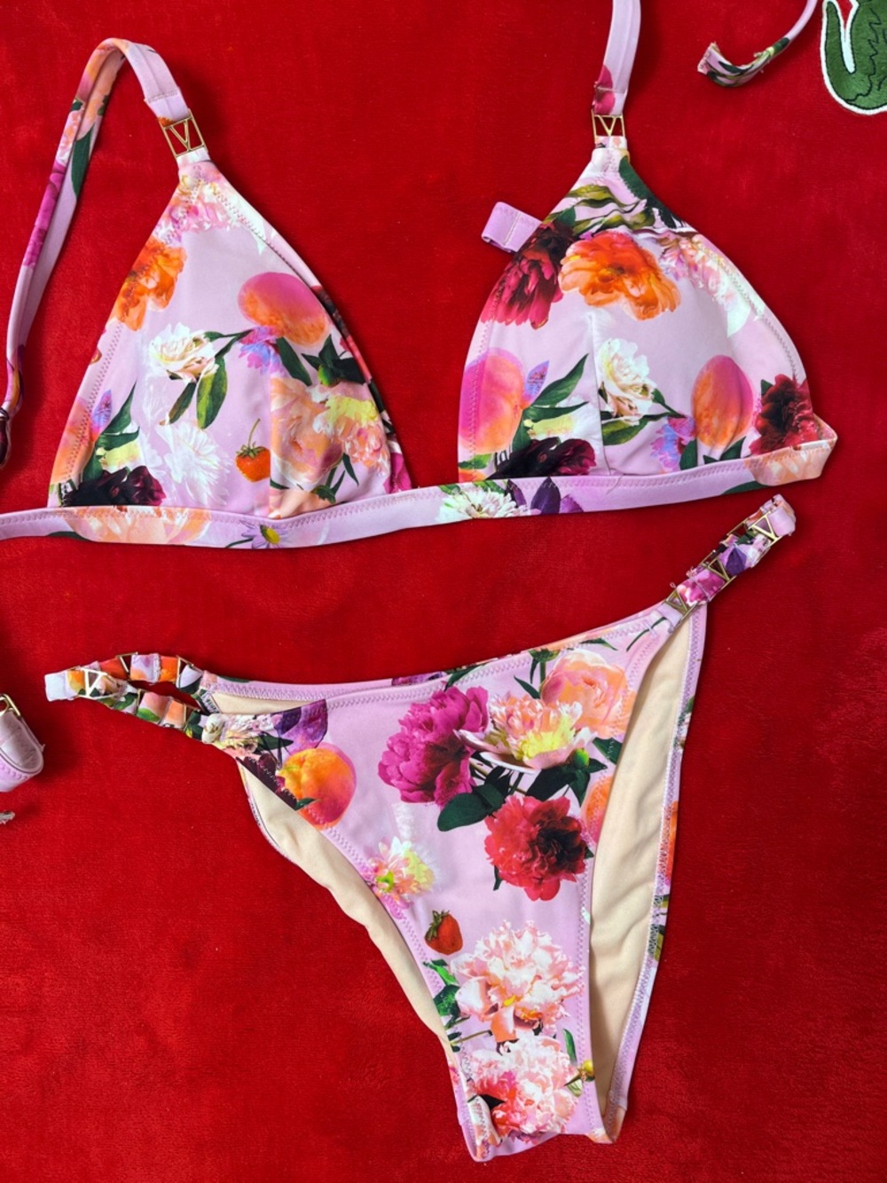 Victoria’s Secret Pink Floral Triangle Bikini Set size M